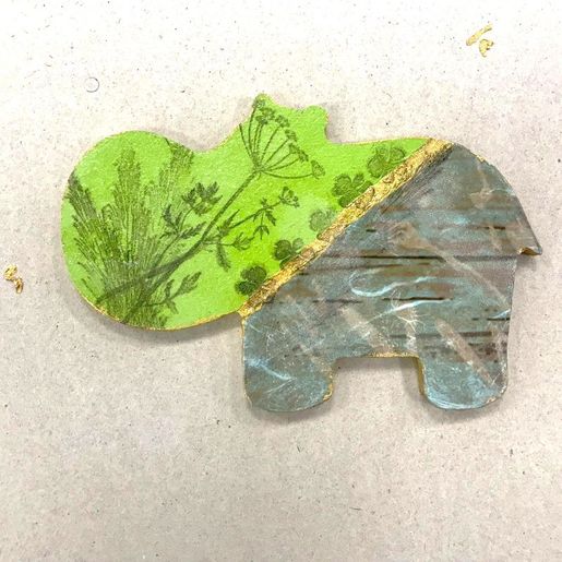 Dřevěný výřez k dekoraci Gomille, 13x9 cm - Hroch