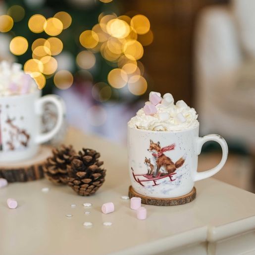 Vánoční porcelánový hrnek Wrendale Designs "Sleigh Ride", 0,31 l - Lišky