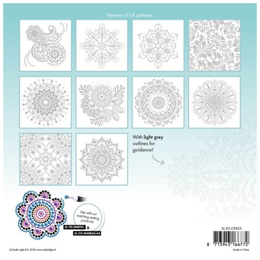 Omalovánky Studio Light, 20,3x20,3 cm, 20 l. - Tečkované mandaly