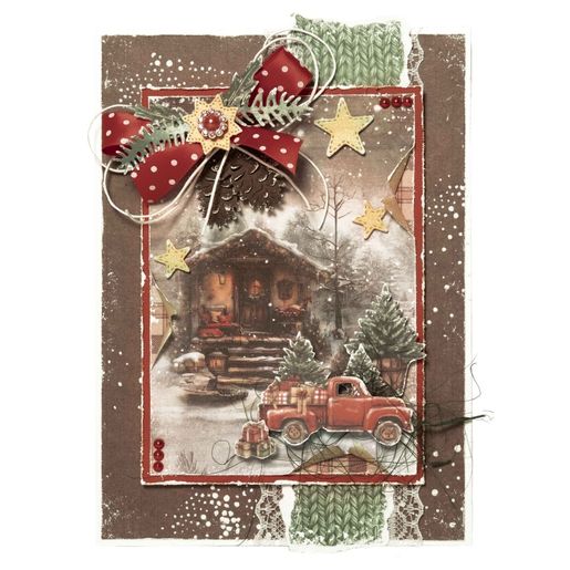 Blok barevných papírů Studio Light "Cottage Christmas", A5, 36 l. - Vánoce na chatě