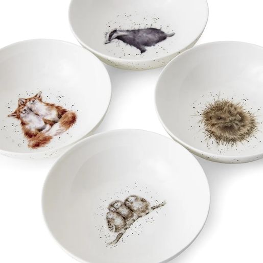 Snídaňové porcelánové misky Wrendale Designs, 4 ks - Lesní zvířata