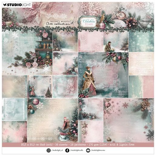 Blok podkladových papírů Studio Light "Christmas Blush", 20,3x20,3 cm, 36 l.