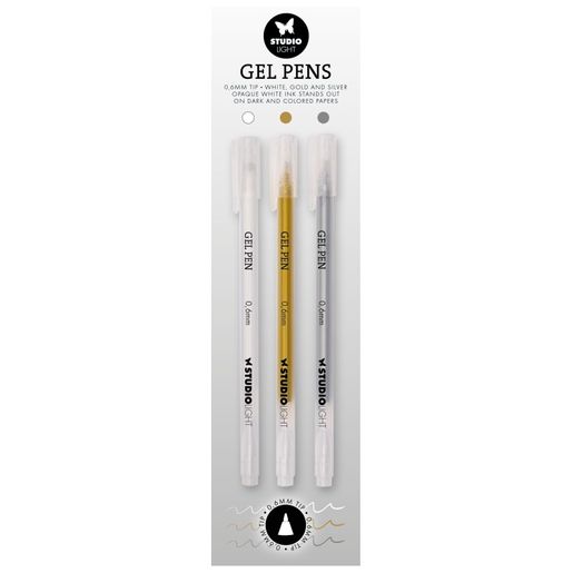 Gelová pera Studio Light, 3 ks - bílé, zlaté, stříbrné