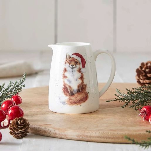 Vánoční porcelánový džbán na květiny Wrendale Designs "Festive Fox" - Liška
