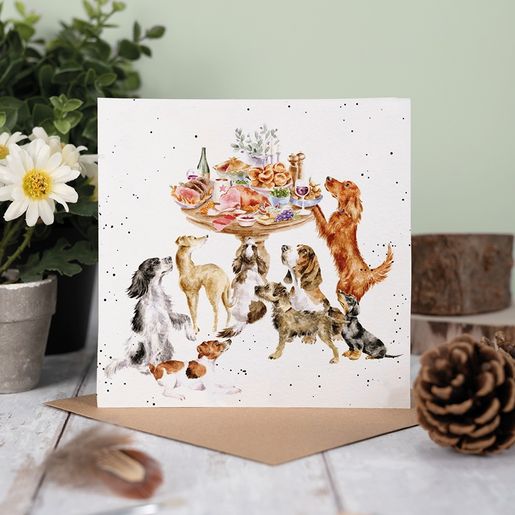 Přání Wrendale Designs "Sunday Lunch", 15x15 cm -  Pejsci