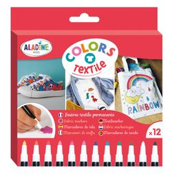 Dětské fixy na textil Aladine Colors Textile, 12 ks - základní barvy