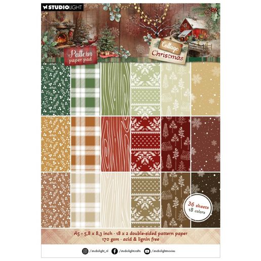 Blok vzorovaných papírů Studio Light "Cottage Christmas", A5, 36 l. - Vánoce na chatě