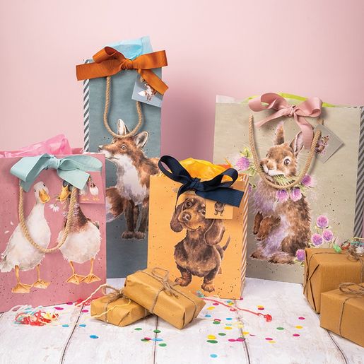 Dárková taška Wrendale Designs "Special Delivery", střední - Pes s dárkem