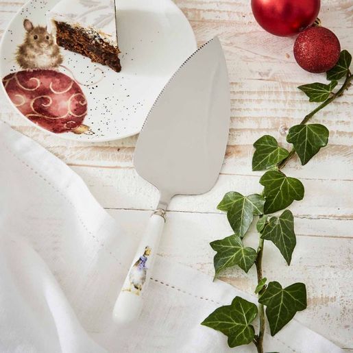 Lopatka na dort s porcelánovou rukojetí Wrendale Designs "Christmas Scarves" - Husa