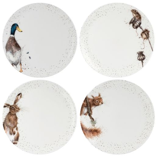 Jídelní porcelánové talíře Wrendale Designs, 4 ks - Lesní a polní zvířata