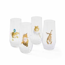 Sklenice na míchané nápoje Wrendale Designs, 4 ks - Polní zvířata