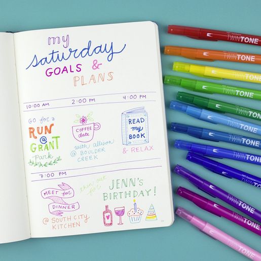 Sada oboustranných fixů Tombow TwinTone - 12 ks, pastelové barvy