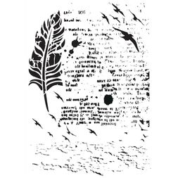 Šablona Cadence, 21x30 cm - Peří a písmo