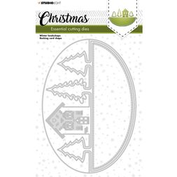 Vyřezávací šablony na přání Studio Light, 3 ks - Vánoční krajinka