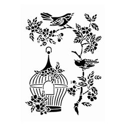 Šablona Cadence, 21x30 cm - Ptáčci s klecí