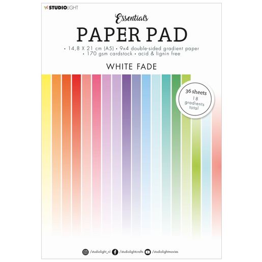 Blok barevných papírů Studio Light, A5, 36 l. - barevné přechody do bílé