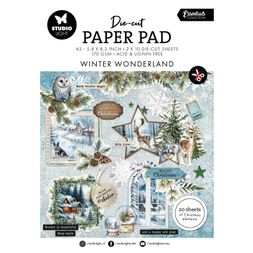 Blok s papírovými výseky Studio Light "Winter Wonderland", A5, 20 l. - Zima se zvířátky