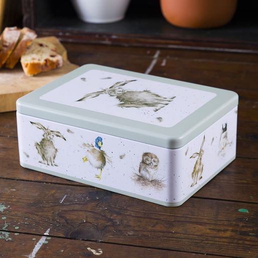 Obdélníková plechová dóza Wrendale Designs "Country Animal" - Sova, zajíc, kachna