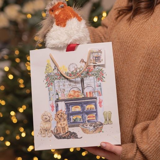 Dárková taška Wrendale Designs "The Country Christmas Kitchen", velká - Vánoční mazlíčci
