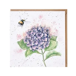 Přání Wrendale Designs "The Busy Bee", 15x15 cm - Hortenzie