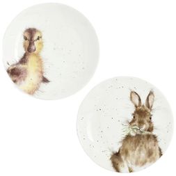Porcelánové dezertní talířky Wrendale Designs, 2 ks - Králík a kachna