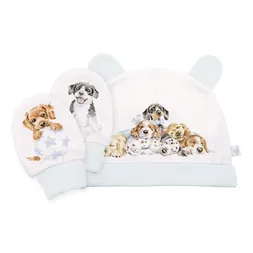 Kojenecká čepička a rukavičky Wrendale Designs "Little Paws" - Štěňátka