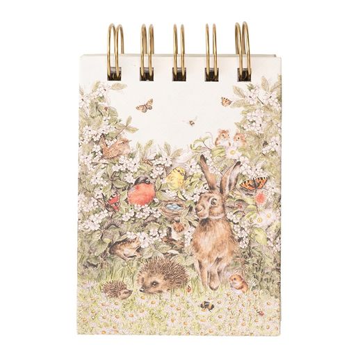 Kroužkový blok Wrendale Designs "Hedgerow", B7, 50 l., čistý a linkovaný - Polní zvířata
