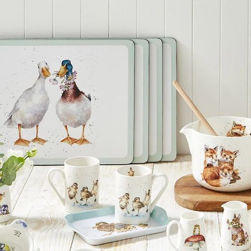 Korkové prostírání Wrendale Designs, 4 ks - Zvířata a květiny