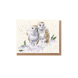 Dárková kartička Wrendale Designs "White Christmas" - Sovy, vánoční