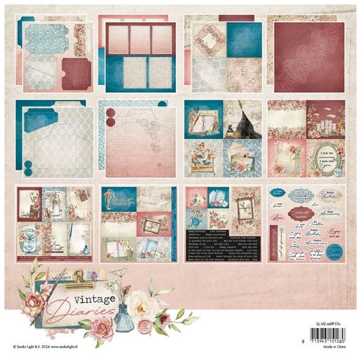 Kreativní blok Studio Light "Vintage Diaries", 20x20 cm, 36 l. - Přání a obálky