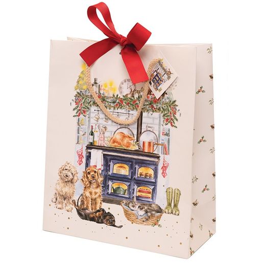 Dárková taška Wrendale Designs "The Country Christmas Kitchen", velká - Vánoční mazlíčci