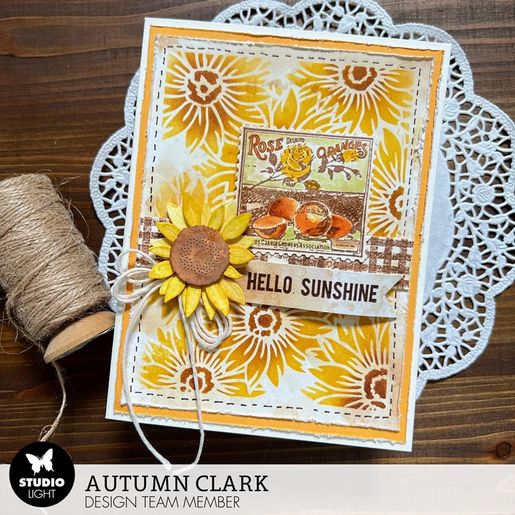 Gelová razítka Studio Light "Sunflower Kisses", 7 ks - Retro etikety