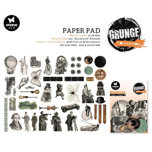 Papírové výseky Studio Light "Grunge", 47 ks - Vintage motivy