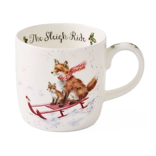 Vánoční porcelánový hrnek Wrendale Designs "Sleigh Ride", 0,31 l - Lišky