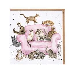 Přání Wrendale Designs "Cattitude", 15x15 cm - Kočky na sedačce