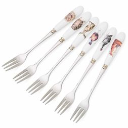Dezertní vidličky s porcelánovou rukojetí Wrendale Designs, 6 ks - Lesní zvířata