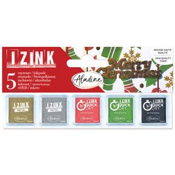 Razítkovací polštářky Aladine Izink Quick Dry, 5 ks - vánoční barvy
