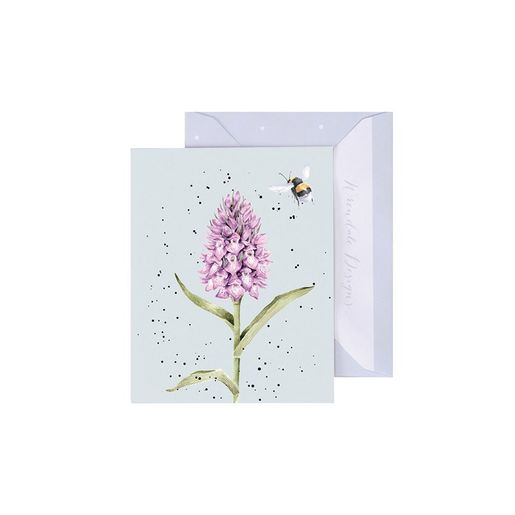 Dárková kartička Wrendale Designs "Marsh Orchid" - Prstnatec a včelka
