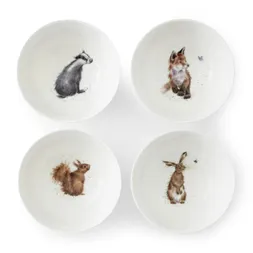 Hluboké porcelánové misky Wrendale Designs, 4 ks - Lesní zvířata