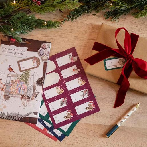 Samolepky Wrendale Designs, 60 ks - Vánoční visačky