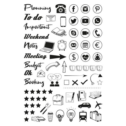 Diařová razítka Aladine Stampo Bullet Journal, 61 ks - Můj pracovní den