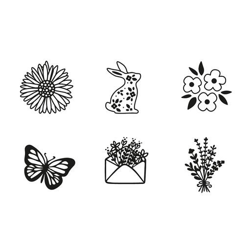 Dřevěná razítka Aladine, 6 ks - Jaro