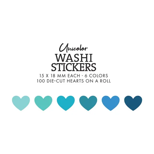Washi samolepky Studio Light, 100 ks - Modrá srdíčka