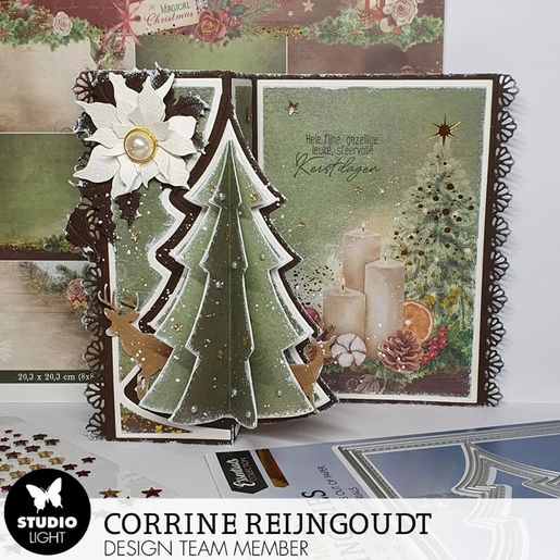 Blok podkladových papírů Studio Light "Magical Christmas", 20,3x20,3 cm, 18 l. - zelený