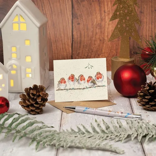 Dárková kartička Wrendale Designs "Tis The Season" - Červenky, vánoční
