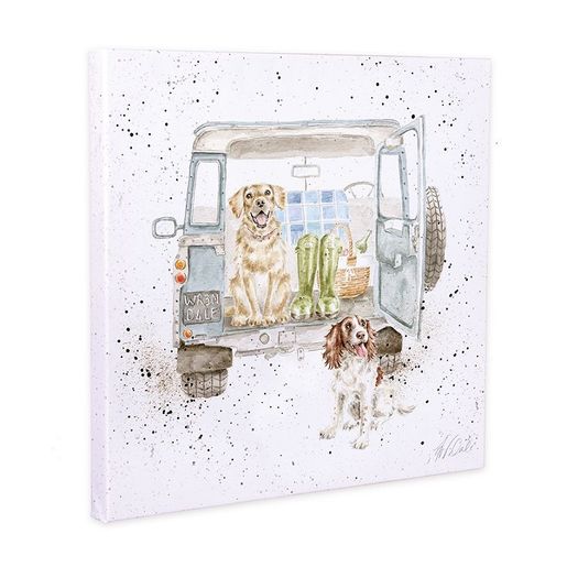 Obraz Wrendale Designs "Paws For a Picnic 50x50 cm - Psi v autě