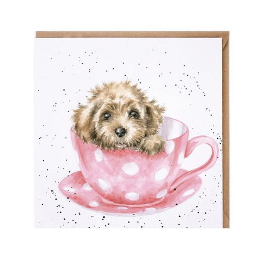 Přání Wrendale Designs "Teacup Pup 15x15 cm - Štěně v hrnku