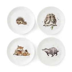 Porcelánové talíře Wrendale Designs, 4 ks - Lesní zvířata